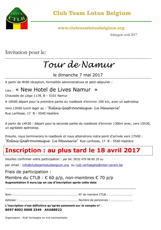 Invitation tour de namur 2017 2