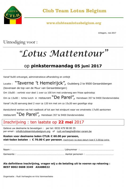 Uitnodiging lotus mattentour 2017