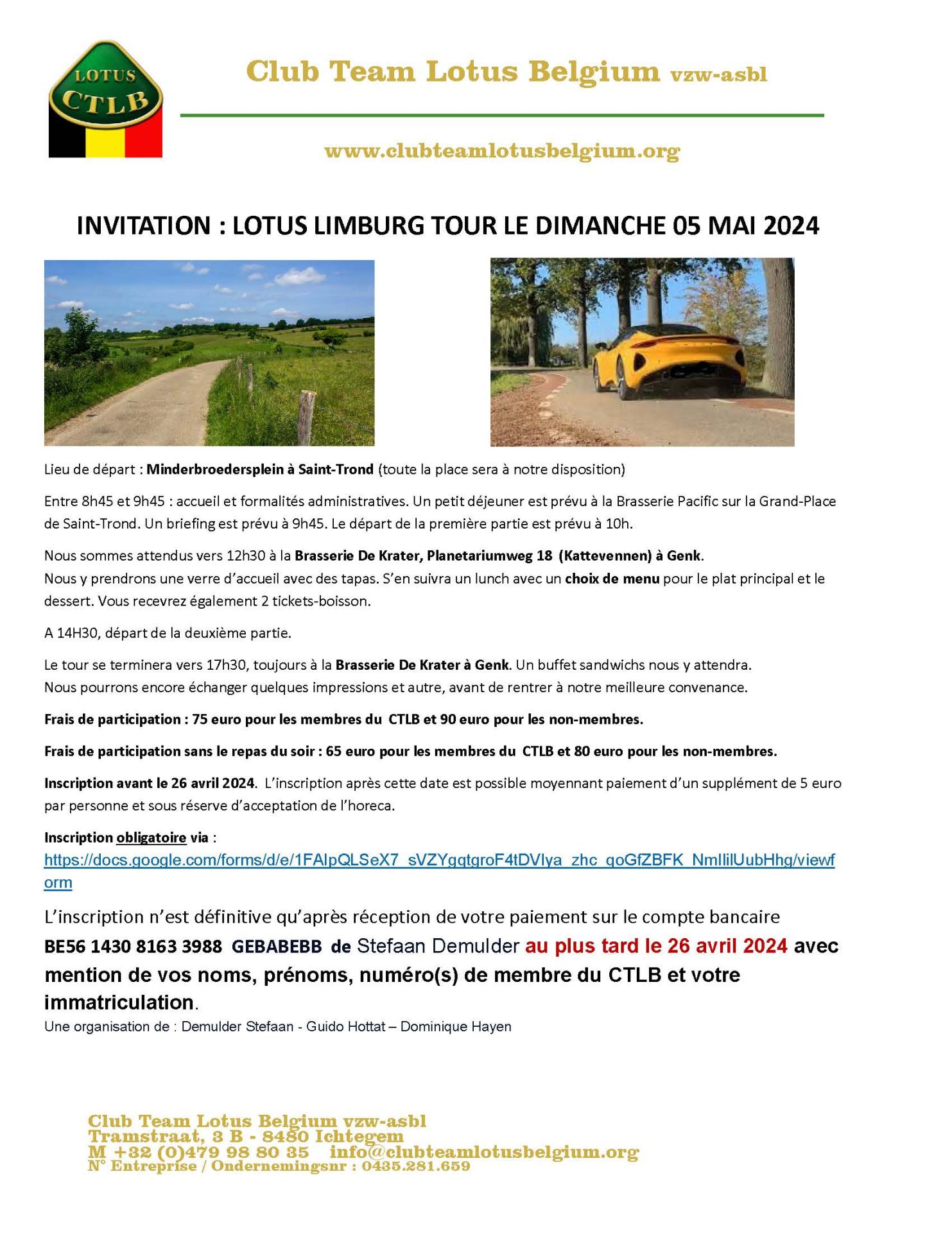 Invitation lotus limburg tour 2024