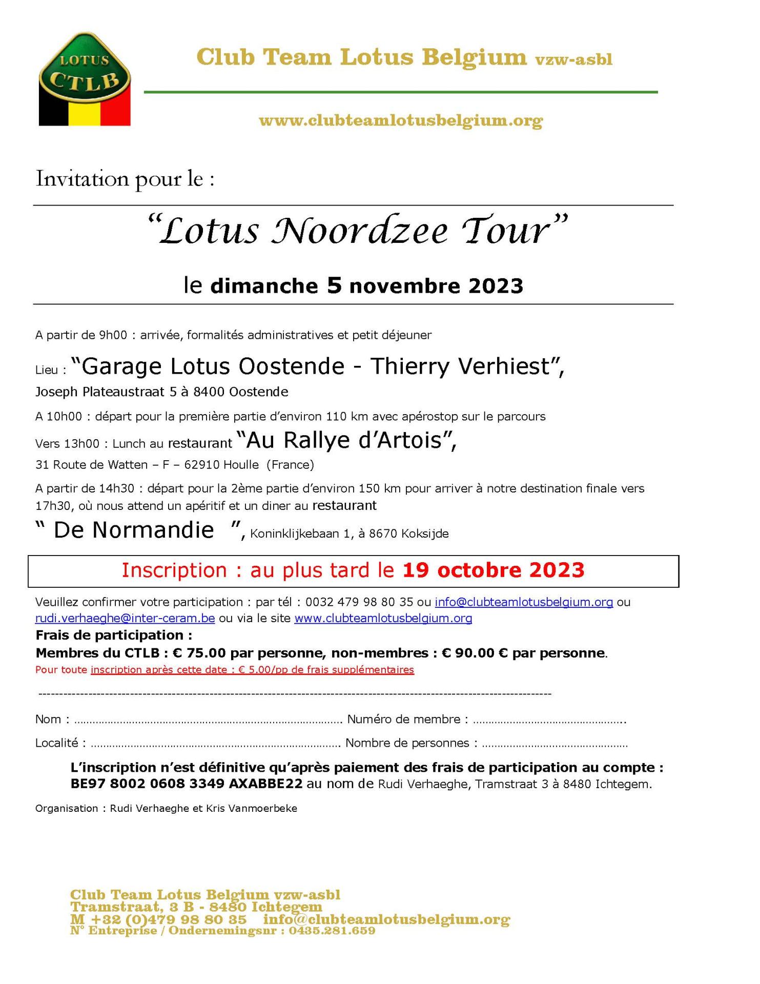 Invitation lotus noordzee tour 2023