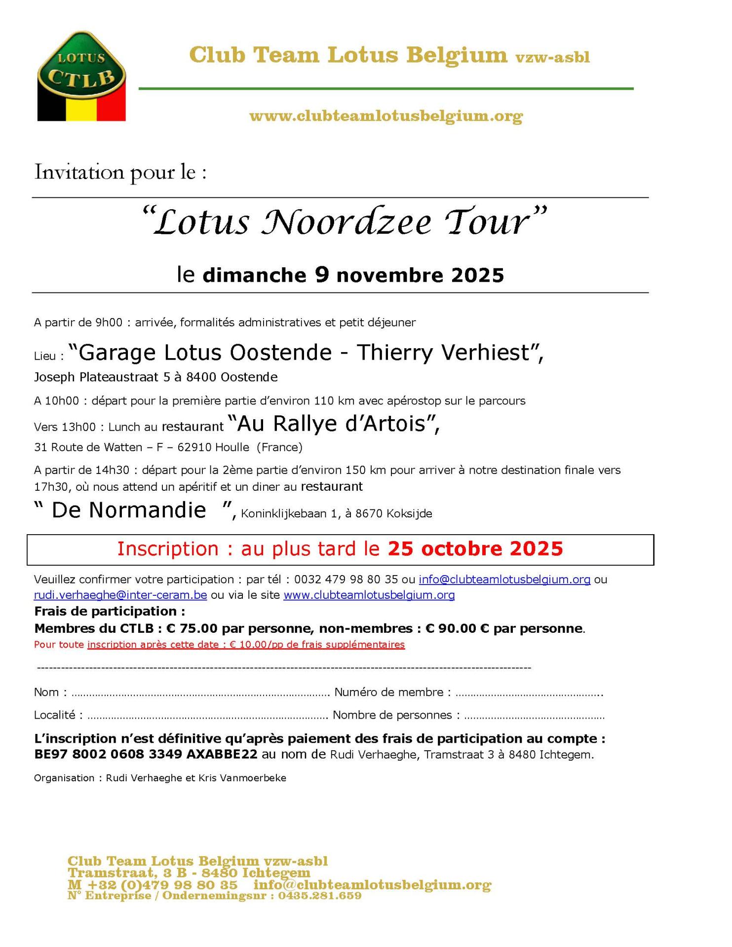 Invitation lotus noordzee tour 2025