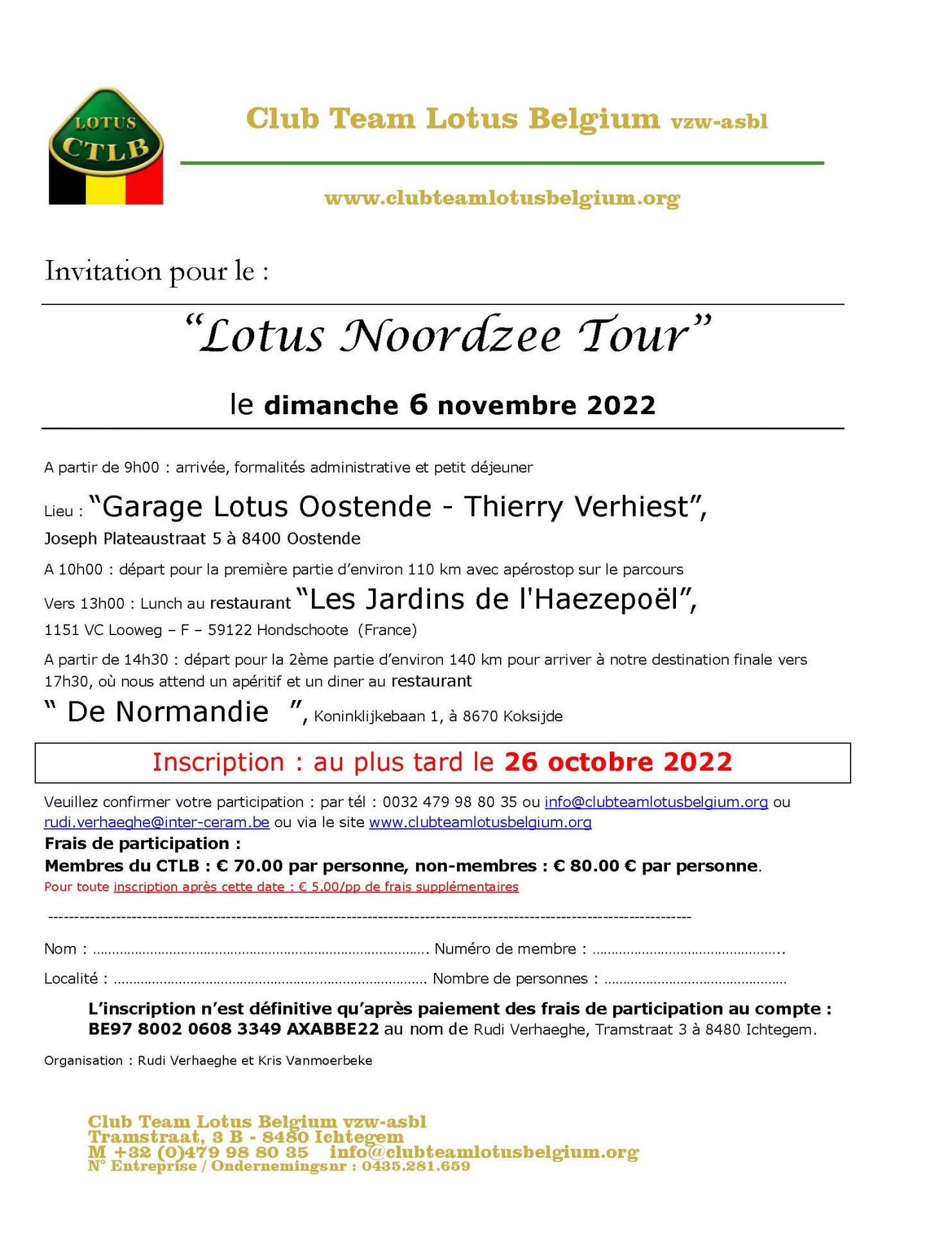 Invitation lotus noordzee tour