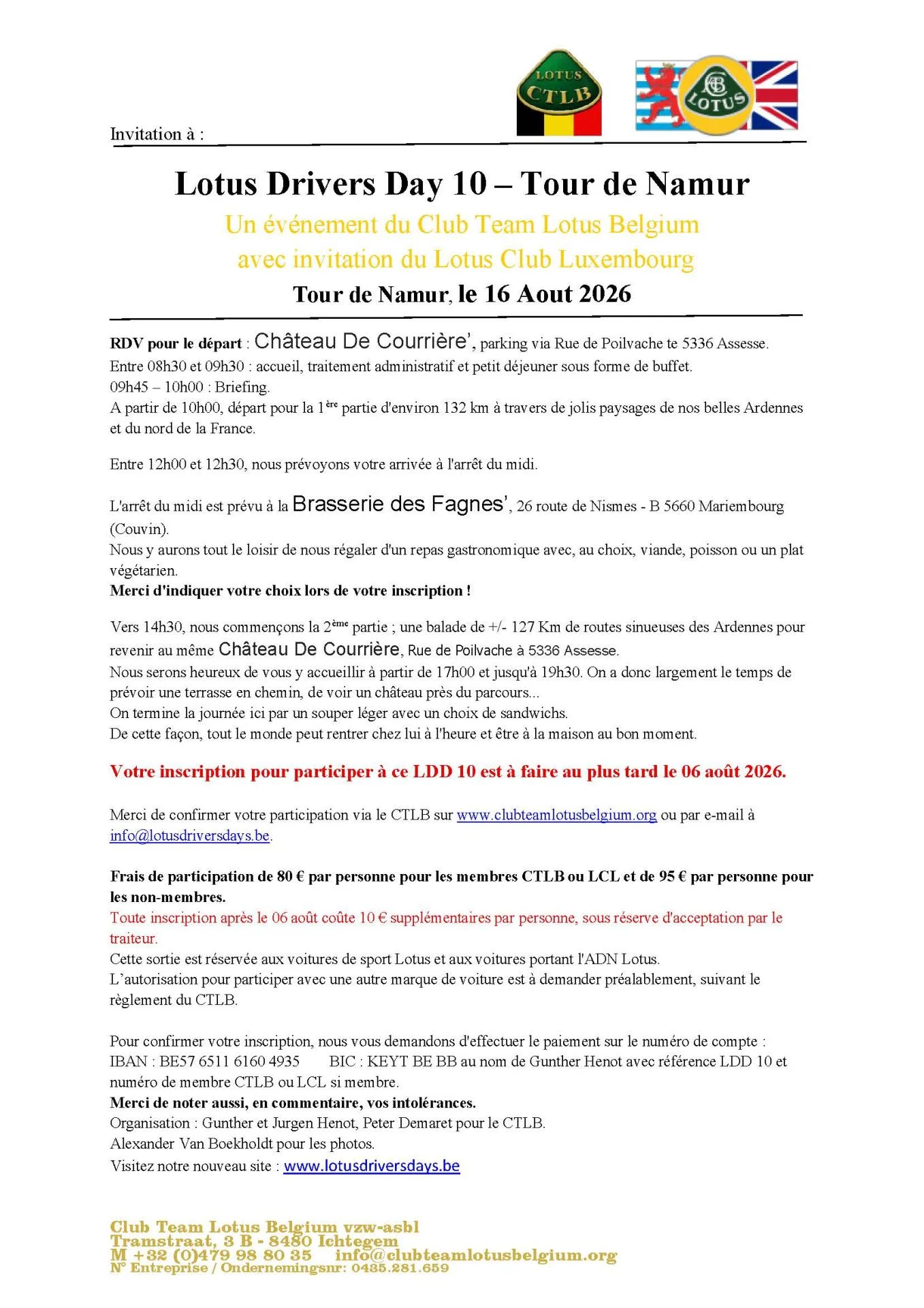 Ldd10 tour de namur 2026 invitation