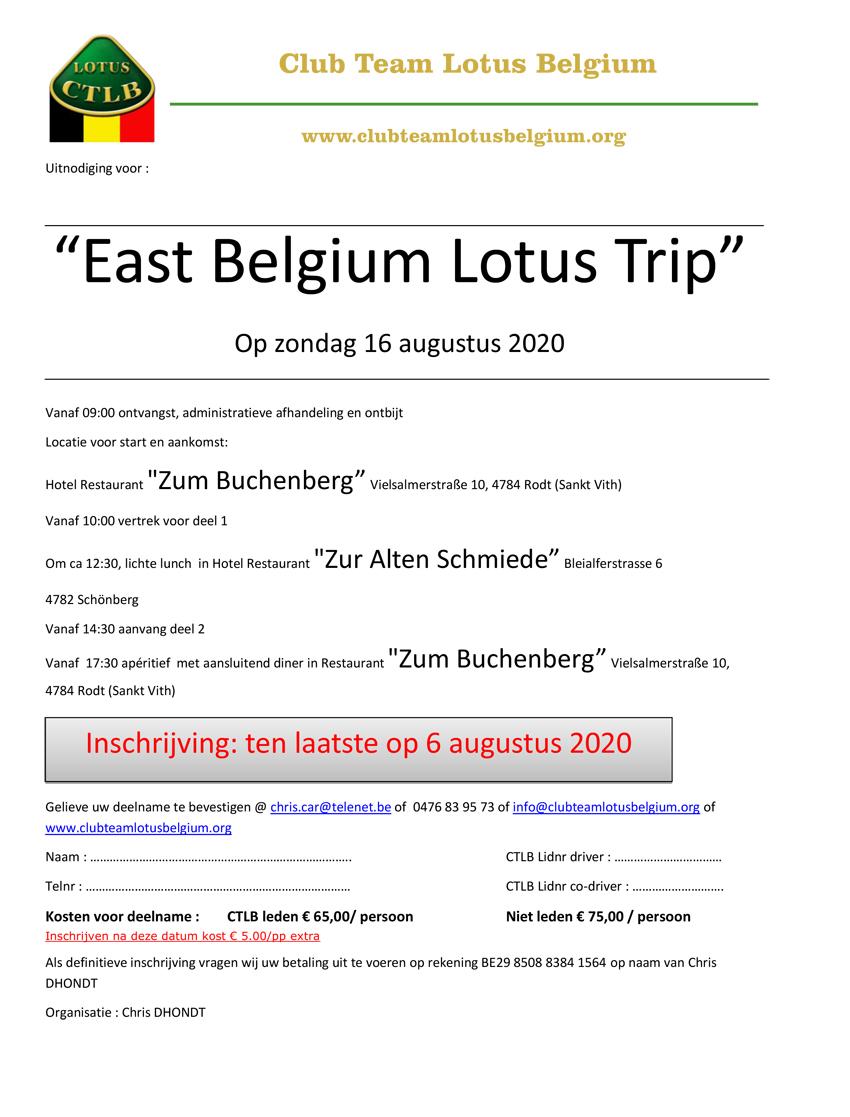 Uitnodiging east belgium lotus trip 1