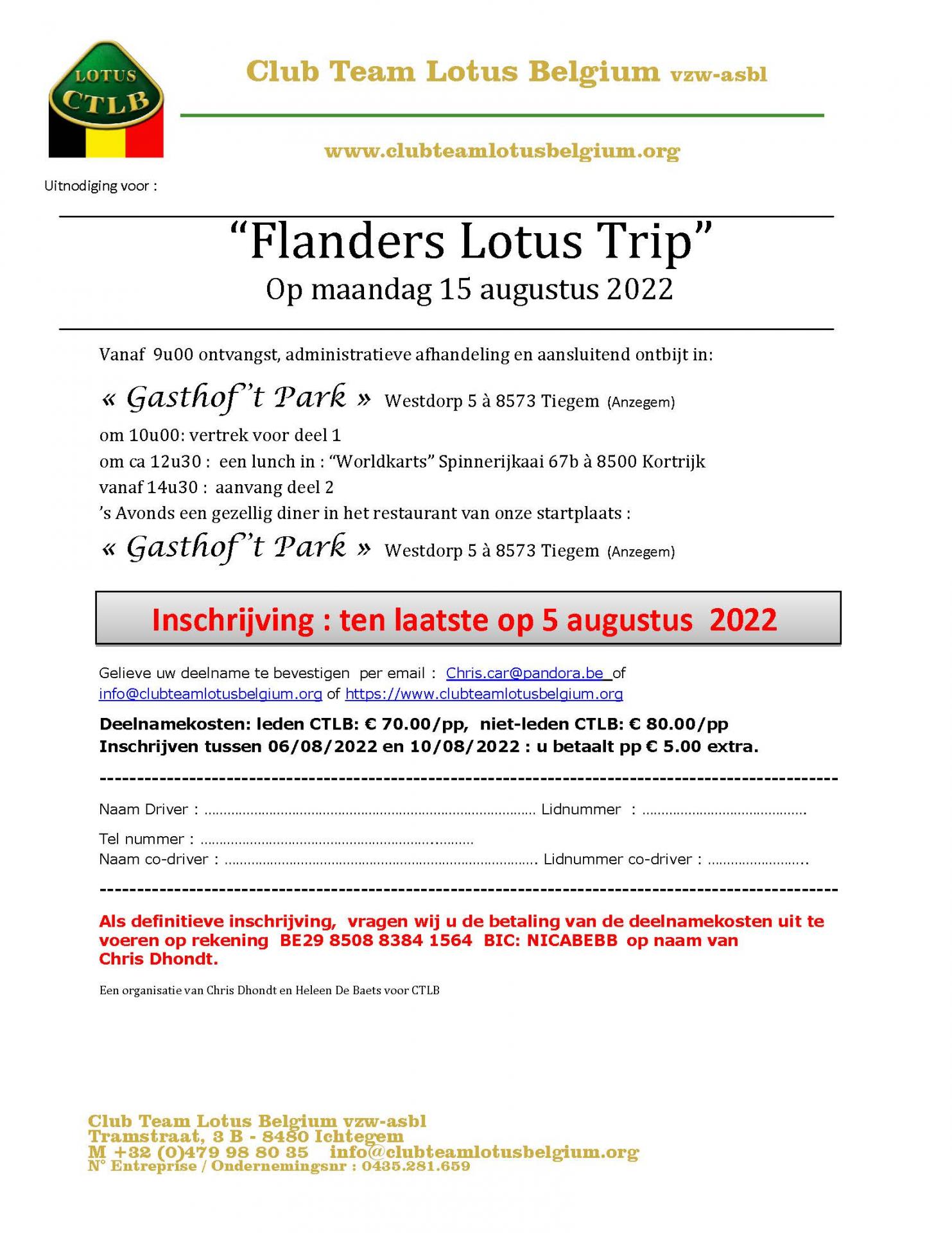Uitnodiging flanders lotus trip 2022