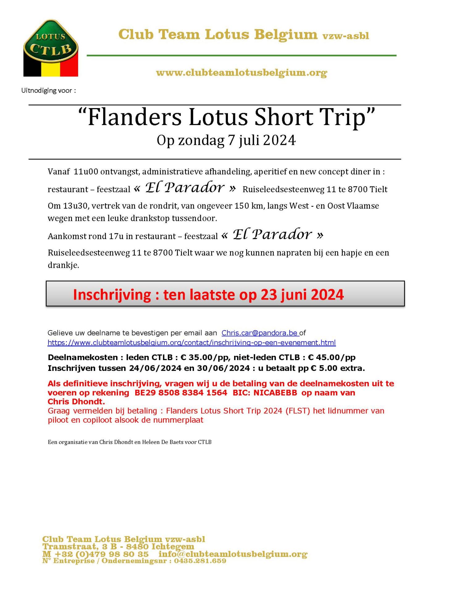 Uitnodiging flanders lotus trip 2024