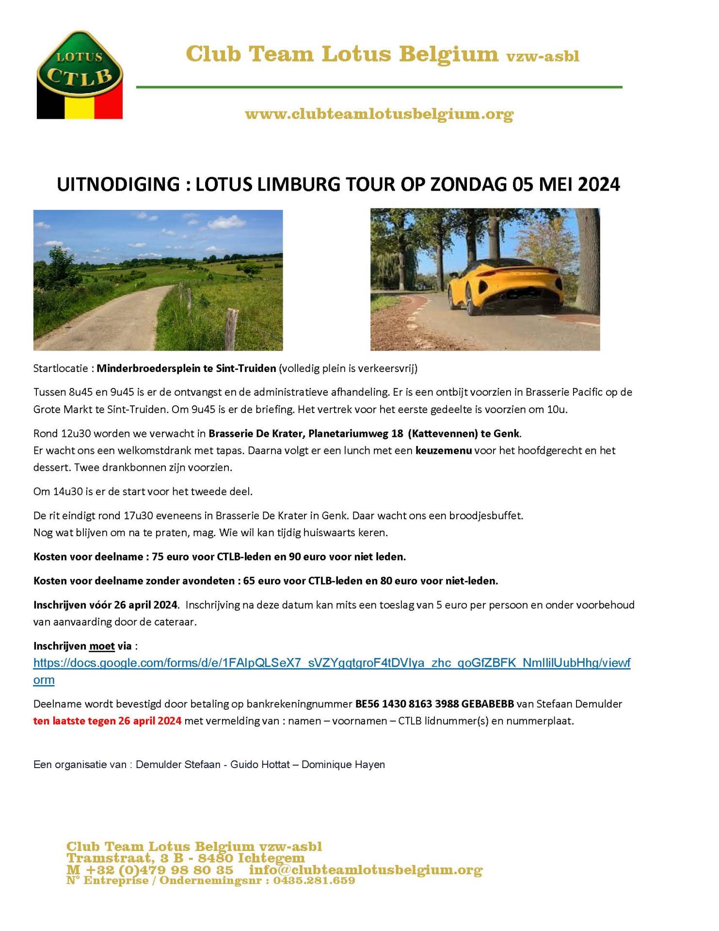 Uitnodiging lotus limburg tour 2024