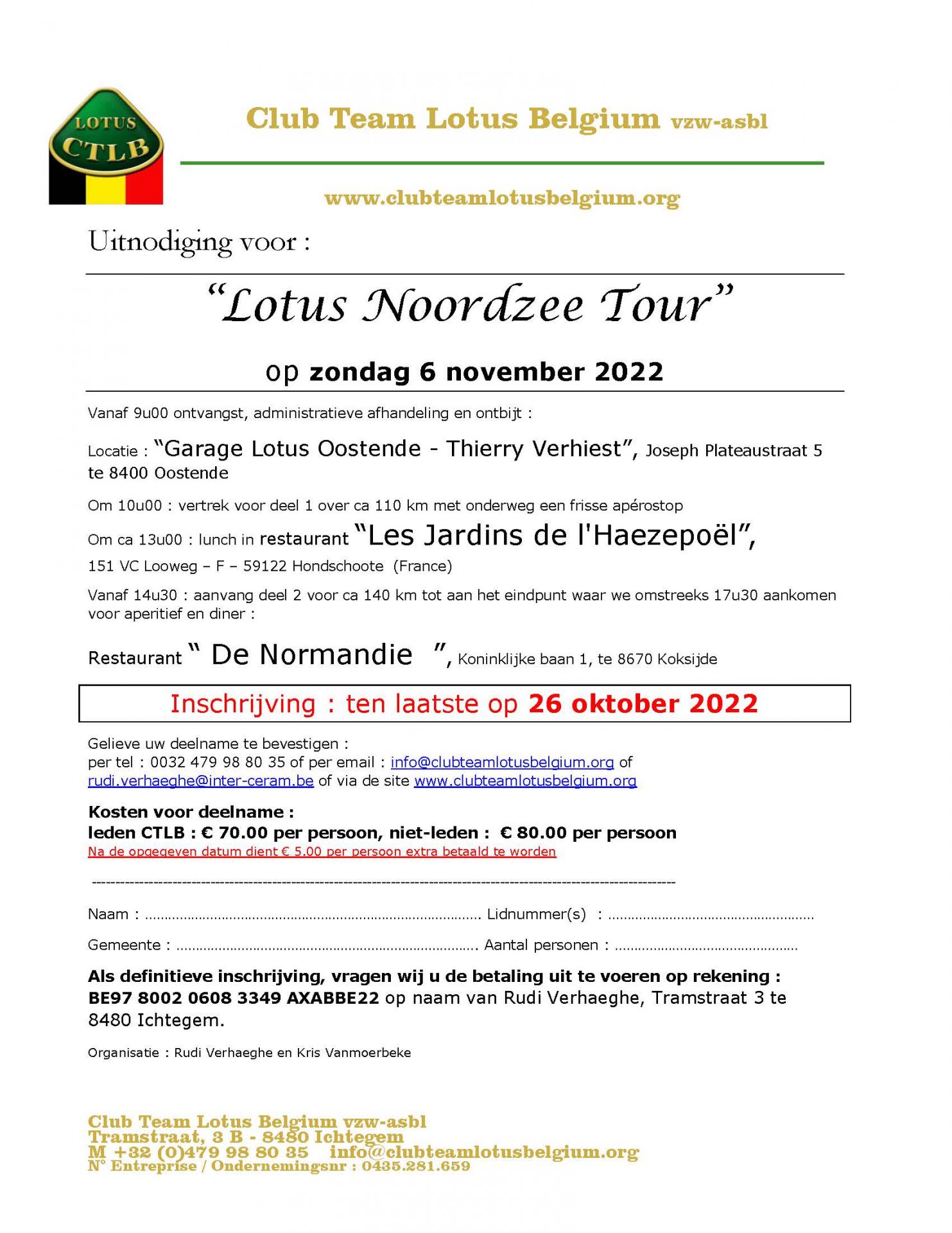 Uitnodiging lotus noordzee tour