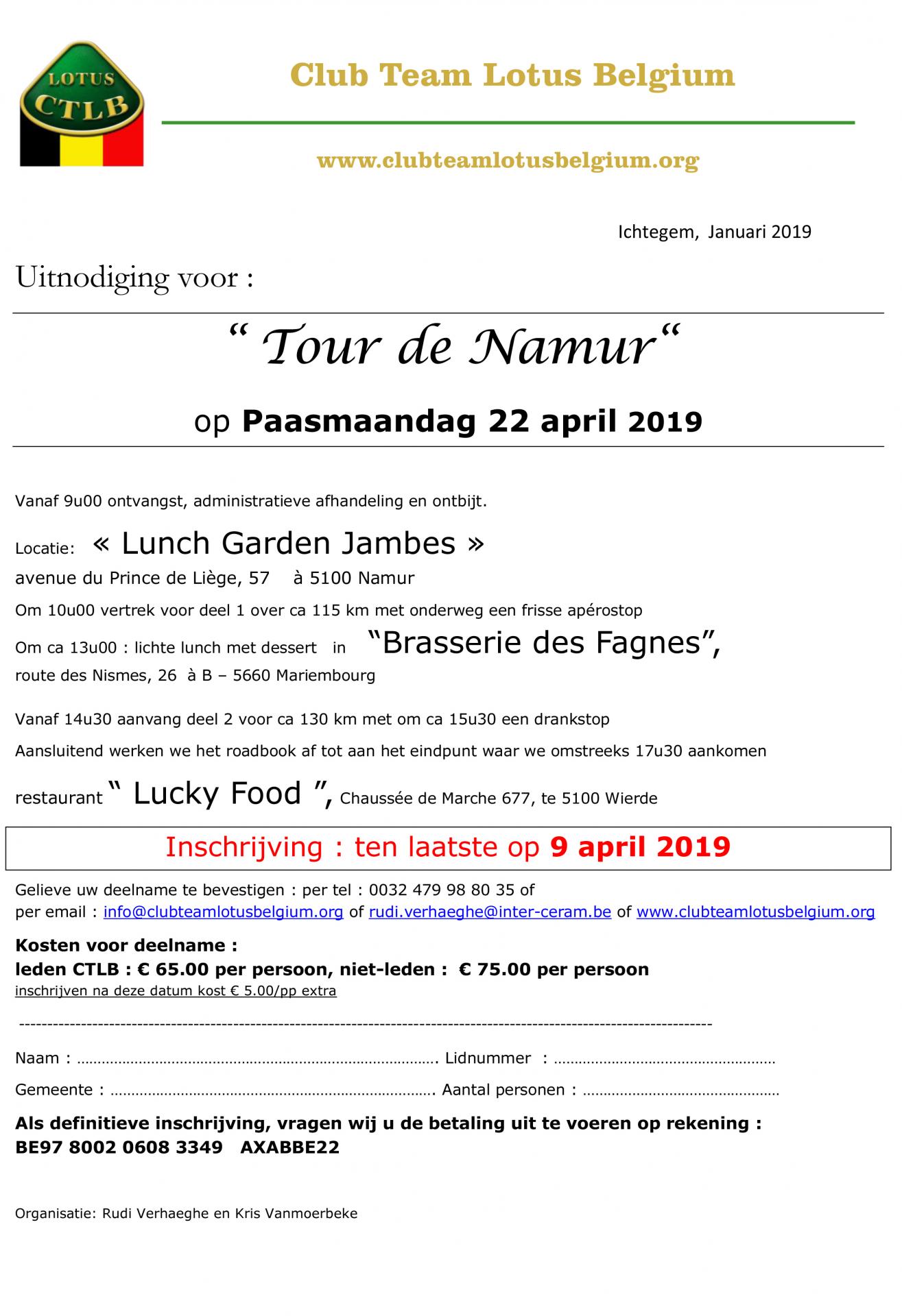 Uitnodiging tour de namur 1